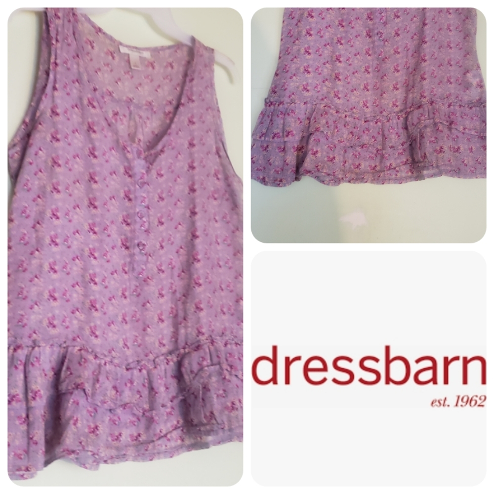 $67 Dressbarn | S | Lavendar Ruffle Floral Blouse - Picture 2 of 4